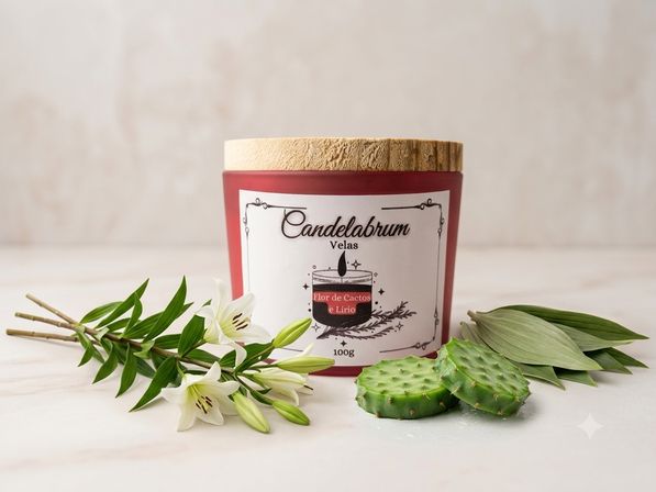Imagem de Vela Aromática Flor De Cacto E Lírio Vermelho 100g