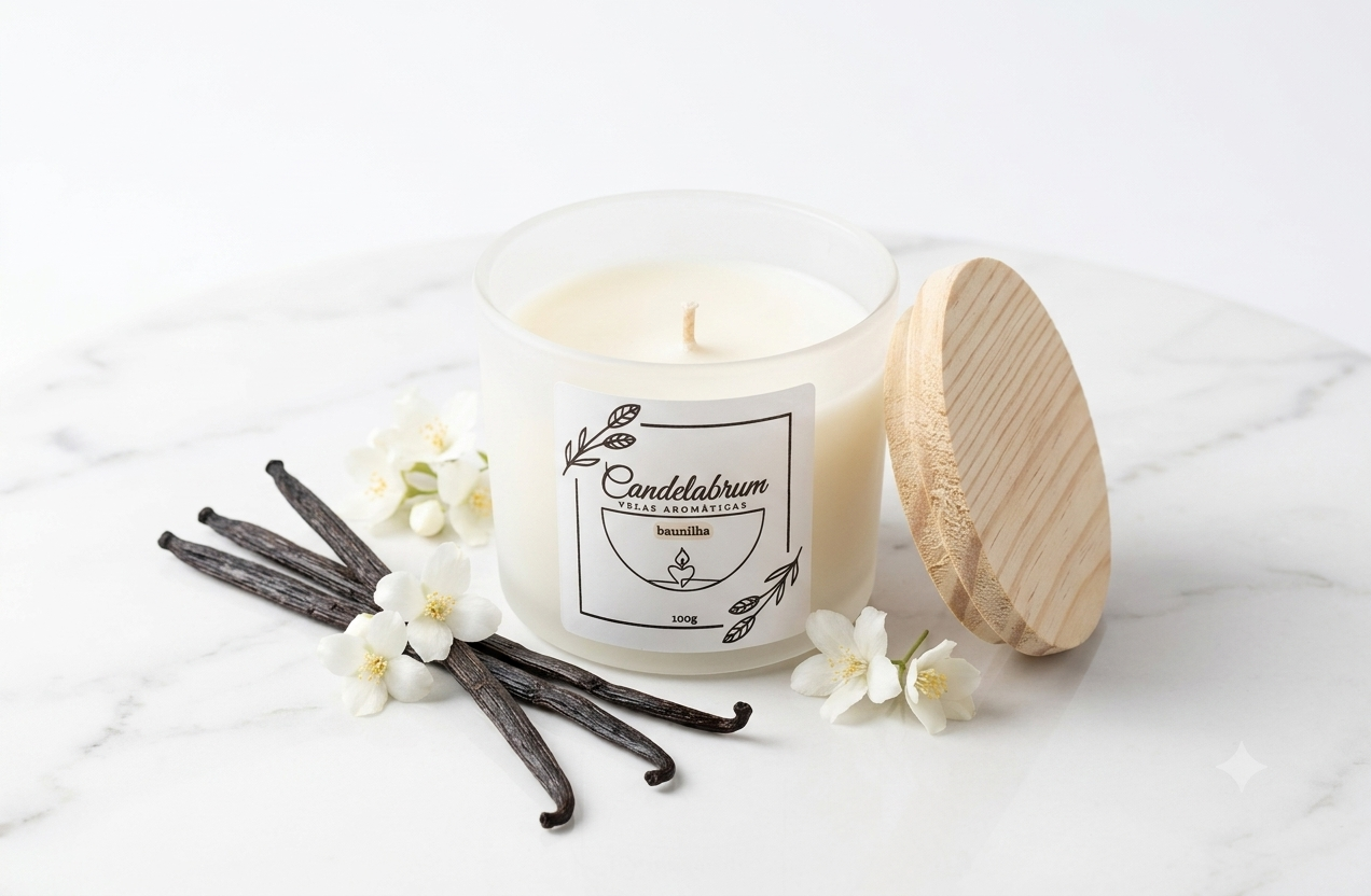 Imagem de Vela Aromática Baunilha Transparente Fosco 100g